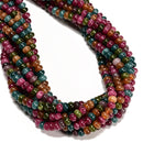 Multi-color Tourmaline Color Dyed Jade Smooth Rondelle Beads 4x6mm 15'' Strand