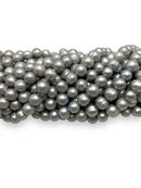 1.2mm Hole Silver Color Fresh Water Pearl Off Round Beads Size 10-11mm 14'' Strd