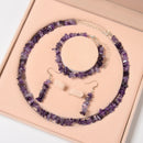 Natural Amethyst Chips Beads Size 5-8mm Jewelry Set Bracelet Earrings Necklace