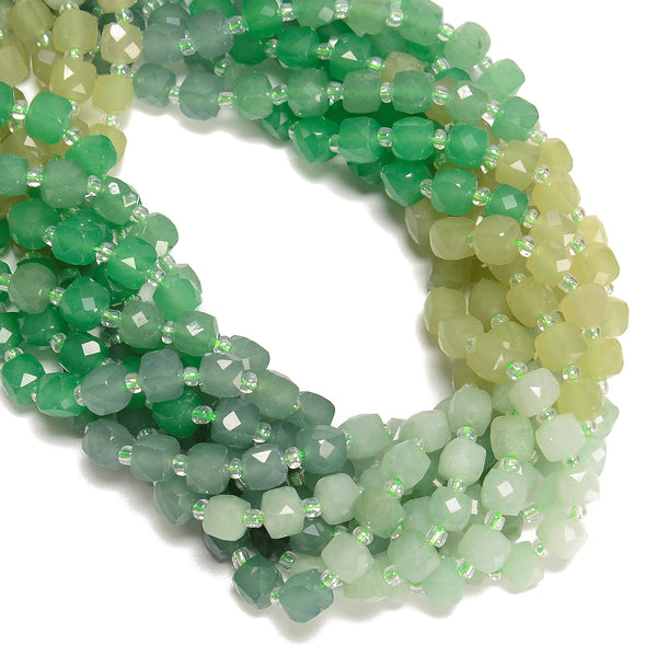 08 Gradient Multi-color Gemstone Faceted Cube Beads Size 6-7mm 15" Strand