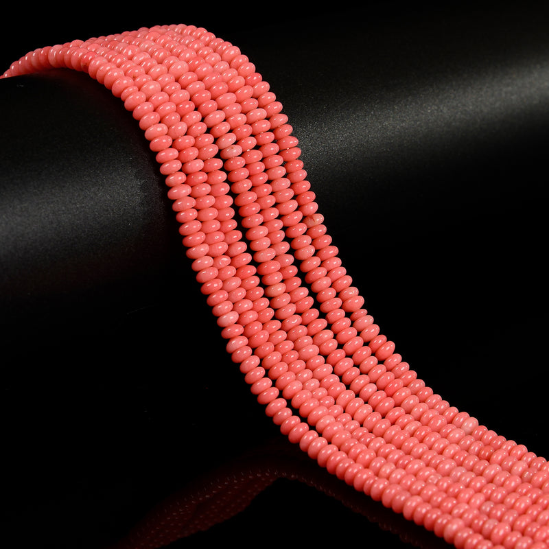 Pink Bamboo Coral Smooth Rondelle Beads Size 2x4mm 15.5'' Strand