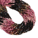 Natural Gradient Multi-color Tourmaline Smooth Round Beads Size 2mm 15.5" Strand