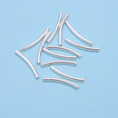 925 Sterling Silver Curved Tube Beads Size 2x20mm 2x30mm Sold by Bag