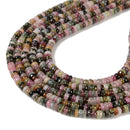 Natural Multi-color Tourmaline Smooth Rondelle Beads 3x5mm 4x6mm 15.5'' Strand