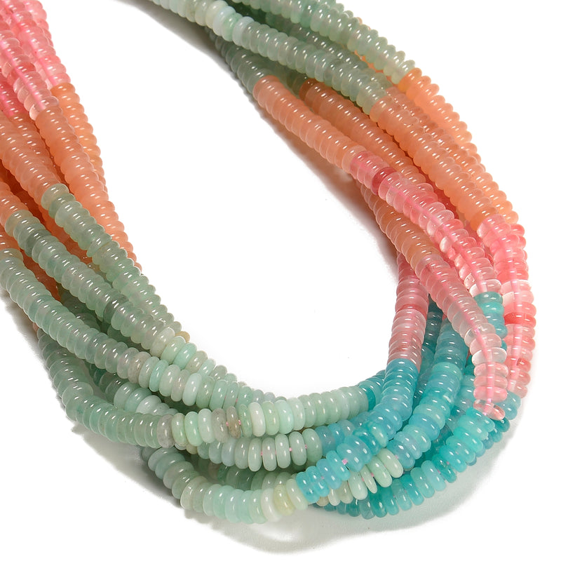 05-Multi-color Gemstone Smooth Rondelle Beads Size 2x6mm 15.5'' Strand