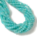 Natural Blue Green Amazonite Faceted Rondelle Beads Size 4x6mm 15.5'' Strand