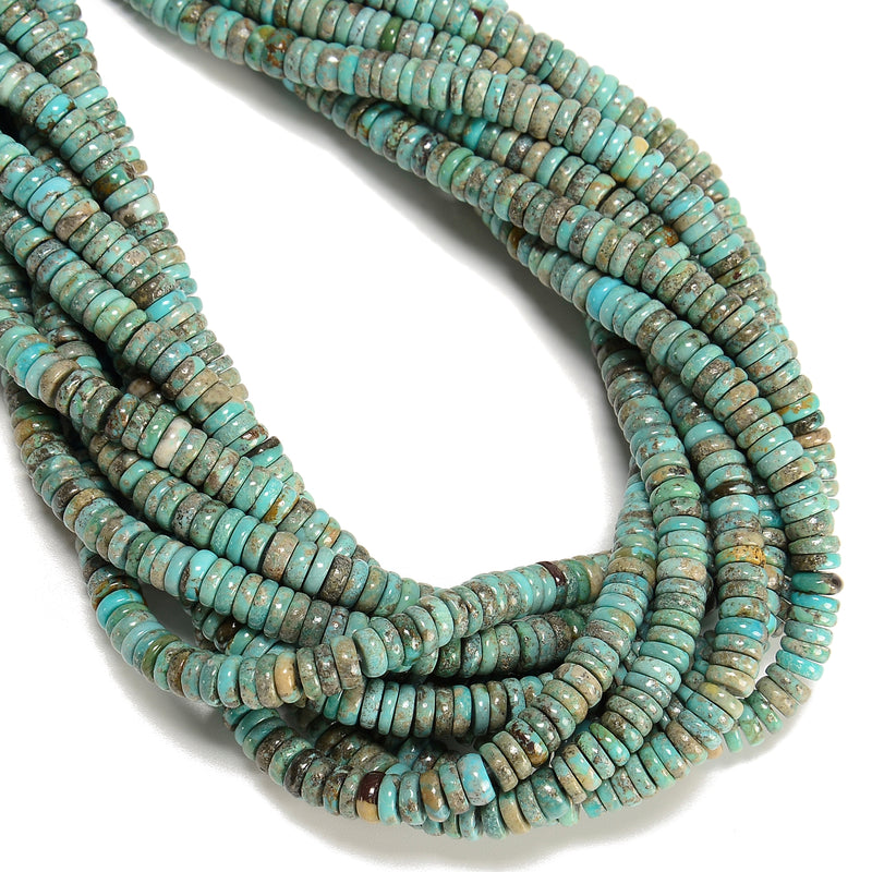 Natural Multi Blue Turquoise Heishi Disc Beads Size 2x6mm 15.5" Strand