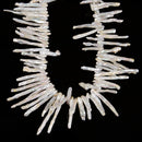 AAA White Fresh Water Pearl Graduated Long Stick Beads 4-6x30-50mm 15.5'' Strand