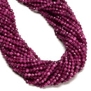 Natural Ruby Faceted Round Beads Size 4mm 15" Strand