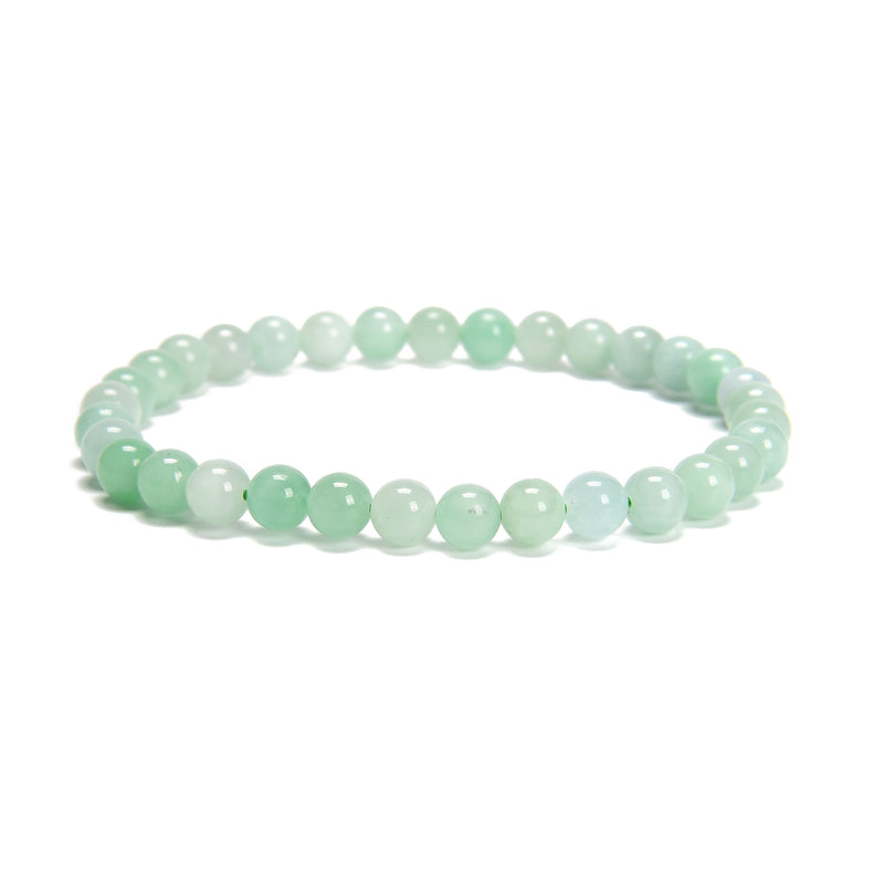 Multi-color Green Jade Smooth Round Beaded Bracelet 6mm 7.5'' Length 3 PCS/Set