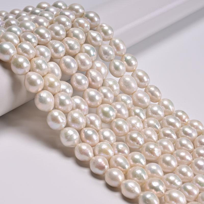 White Fresh Water Pearl Baroque Drop Shape Beads Size 10-12x12-14mm 15.5" Strand