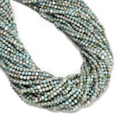 Natural Larimar Faceted Round Beads Size 3.5mm 15.5'' Strand