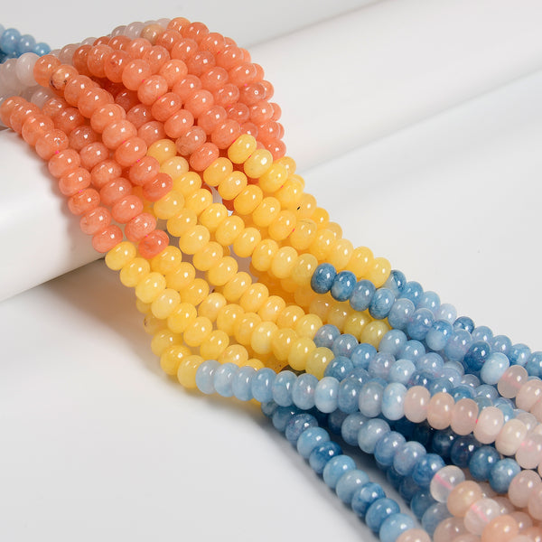 Bright Rainbow Color Gemstone Smooth Rondelle Beads Size 5x8mm 15.5'' Strand