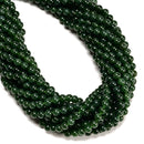 Natural Dark Green Canadian Jade Smooth Round Beads Size 6mm 15.5" Strand