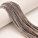 Gold/Silver/Pink Rainbow Plated Hematite Faceted Rondelle Beads 1x2mm 15''Strd