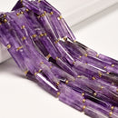 Natural Amethyst Faceted Rectangle Irregular Tube Beads 6-7x18-30mm 15.5" Strand