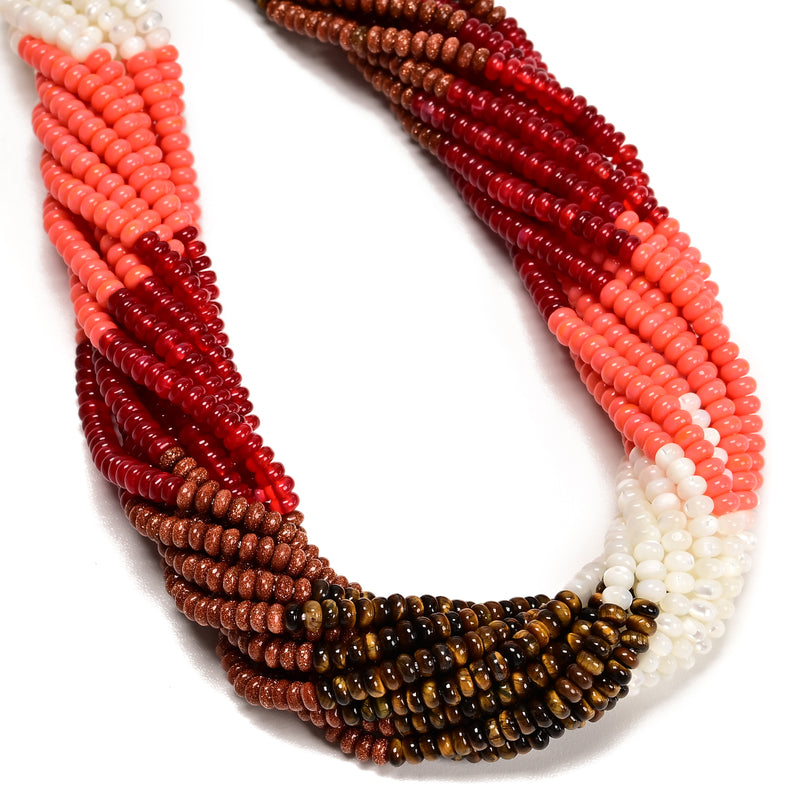 05 Multi-color Gemstone Smooth Rondelle Beads Size 2x4mm 15.5'' Strand