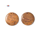 Natural Yellow Fireworks Jasper Flat Back Round Pendant Size 60mm Sold per Piece