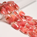 Cloudy Cherry Fire Quartz Faceted Twist Freeform Slice Beads 30x40mm 15.5'' Strd