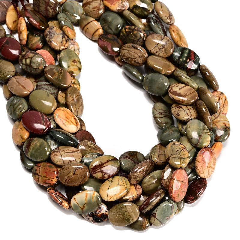 Natural Red Creek Jasper Smooth Oval Beads Size 12x16mm 13x18mm 15.5'' Strand