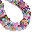 Multi-color Mystic Mermaid Glass Matte Round Beads Size 6mm 8mm 10mm 15.5" Strd