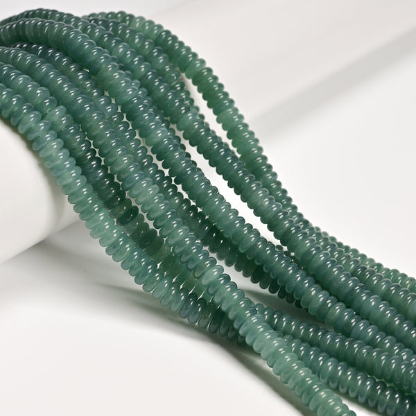 Blue Green Color Dyed Jade Smooth Rondelle Beads Size 2x6mm 15.5'' Strand