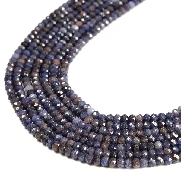Natural Sapphire Faceted Rondelle Beads Size 3x4mm 15.5'' Strand