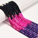 15 Gradient Multi-color Gemstone Smooth Rondelle Beads Size 4x6mm 15.5" Strand