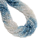 Gradient Natural Aquamarine Faceted Round Beads Size 5mm 15.5'' Strand