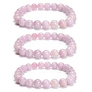 Natural Purple Kunzite Smooth Round Beaded Bracelet 8mm 7.5'' Length 3 PCS/Set