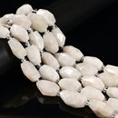 White Moonstone Faceted Rice Nugget Chunk Beads Size 13-15x22-25mm 15.5" Strand