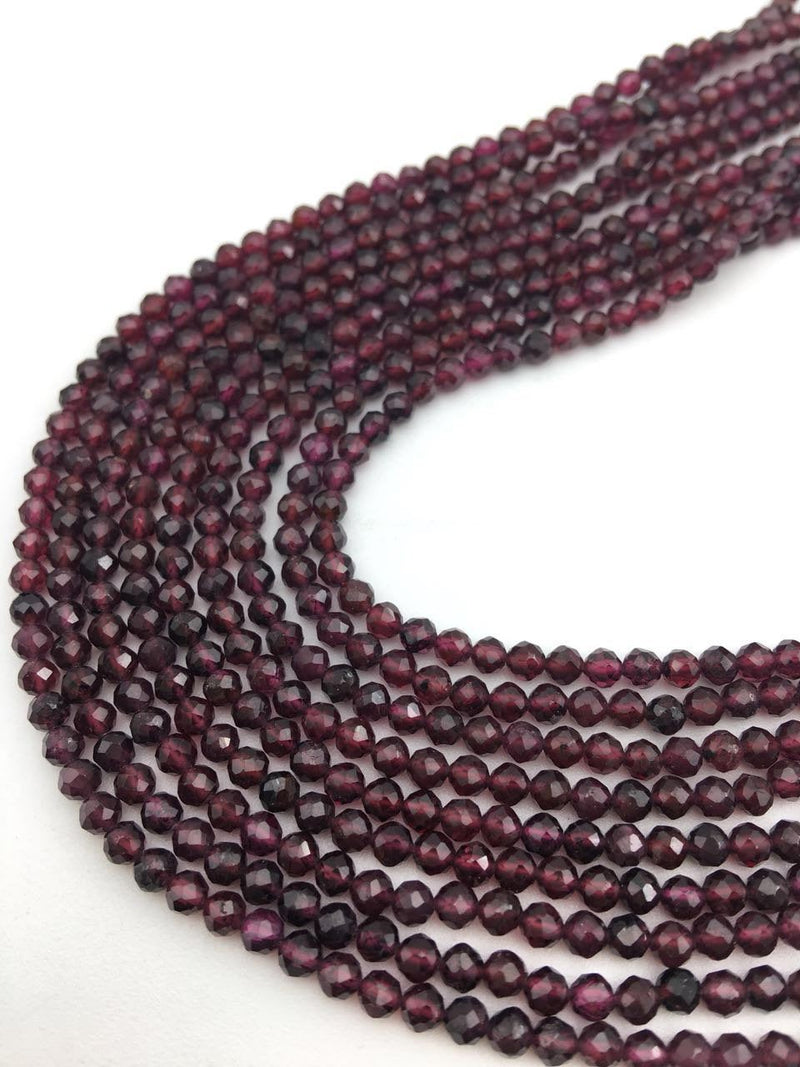 Natural Garnet Faceted Round Beads 2mm 3mm 4mm 5mm 15.5" Strand