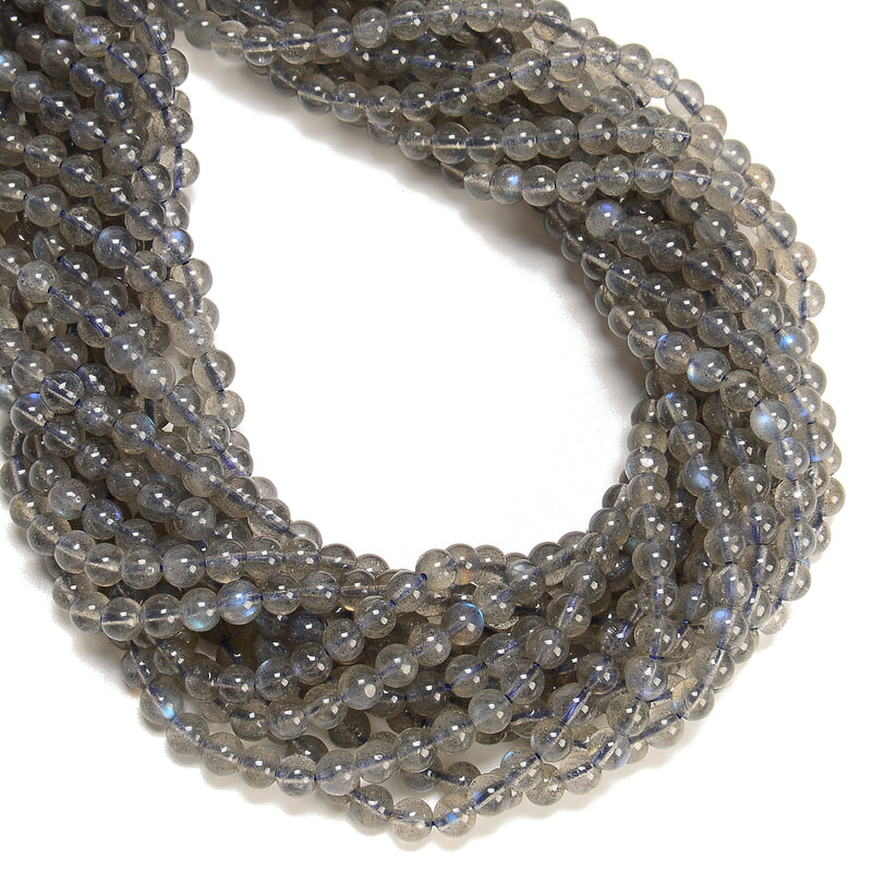Natural Labradorite Smooth Round Beads Size 5-6mm 15.5'' Strand