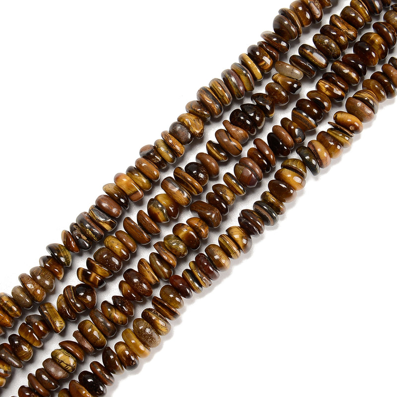 Natural Yellow Tiger Eye Pebble Nugget Chips Beads 3-5mm x 8-10mm 15.5'' Strand