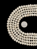 Fresh Water Pearl White Potato Round Beads 8-9mm 14''Strd