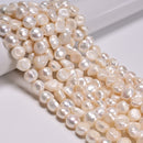 White Fresh Water Pearl Center Drill Nugget Beads Size 12-13mm 14.5" Strand