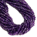 Natural Amethyst Faceted Rondelle Beads Size 4x6mm 6x8mm 14.5'' Strand