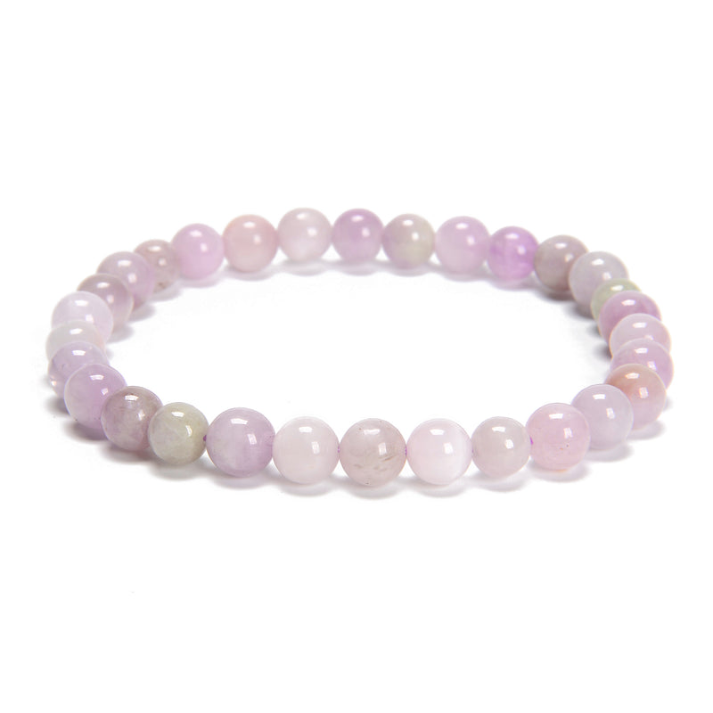 Natural Purple Kunzite Smooth Round Beaded Bracelet 6mm 7.5'' Length 3 PCS/Set