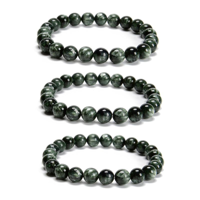 Grade AAA Seraphinite Smooth Round Beaded Bracelet Size 8mm 7.5'' Length