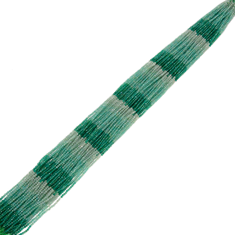 Gradient Green Agate Faceted Round Beads Size 2mm 15.5" Strand