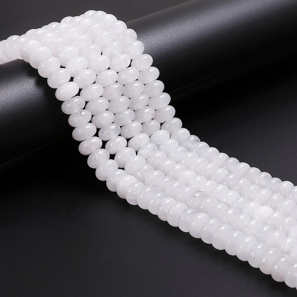 Natural White Jade Smooth Rondelle Beads Size 4x6mm 15.5'' Strand