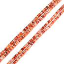 Natural Orange Red Spiny Oyster Smooth Rondelle Beads 2x5mm 3x6mm 16" Strand