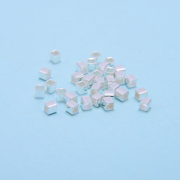 925 Sterling Silver Cube Beads Size 2mm 40 Pieces Per Bag