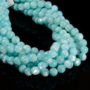 Iridecent Aqua Blue MOP Shell Smooth Round Beads Size 4mm 6mm 8mm 10mm 15.5''Std