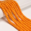 Dark Yellow Color Dyed Jade Smooth Rondelle Beads Size 5x8mm 15.5" Strand