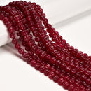 Dark Red Color Dyed Jade Carved Pumpkin Shape Beads Size 8mm 10mm 15.5" Strand