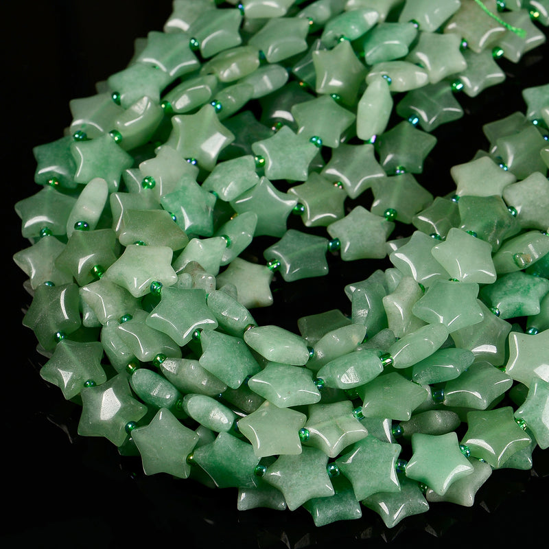 Natural Green Aventurine Five-Pointed Star Shape Beads Size 15mm 15.5'' Strand