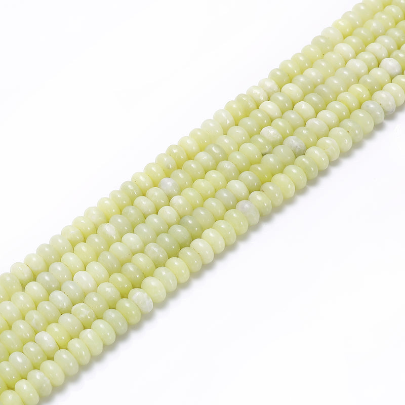 Natural Lemon Jade Smooth Rondelle Beads Size 5x8mm 15.5'' Strand