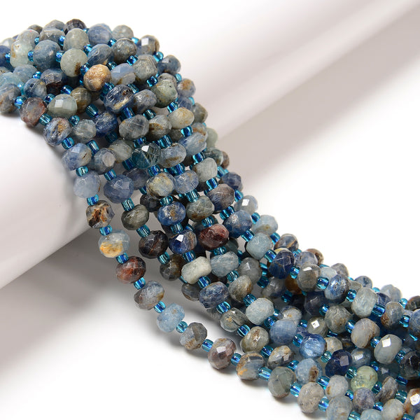 Natural Kyanite Faceted Rondelle Beads Size 6x8mm 15.5'' Strand