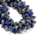 Natural Lapis Faceted Irregular Wheel Beads Size 8x15mm 15.5'' Strand